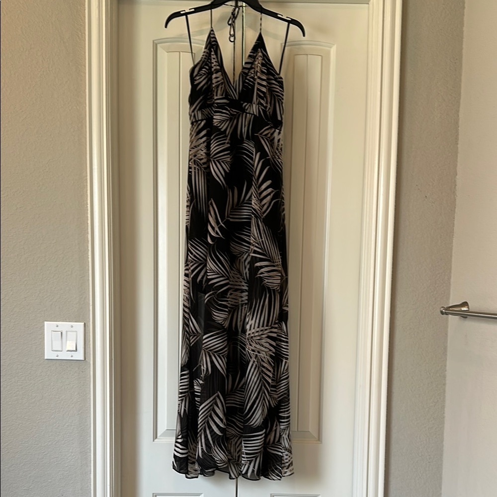 White House Black Market Black and White Tropical Maxi Dress